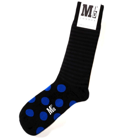 Black & Blue Spot & Stripe Mens Socks