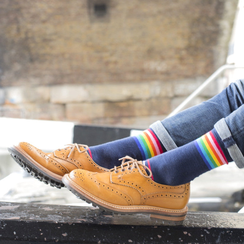 Navy Rainbow Mens Socks