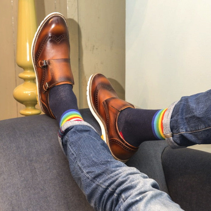 Navy Rainbow Mens Socks