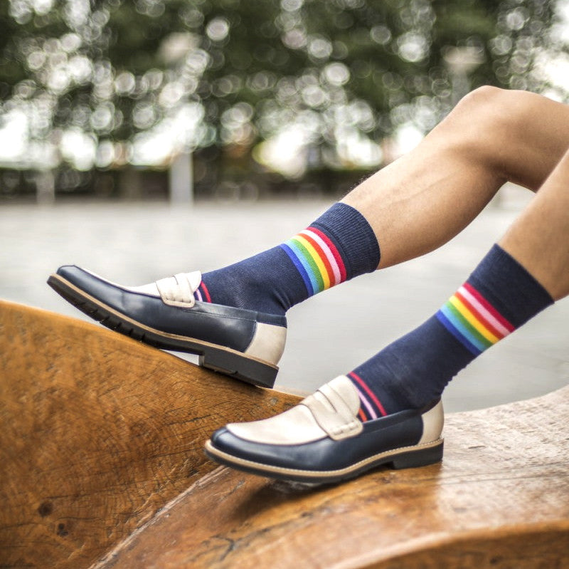 Navy Rainbow Mens Socks