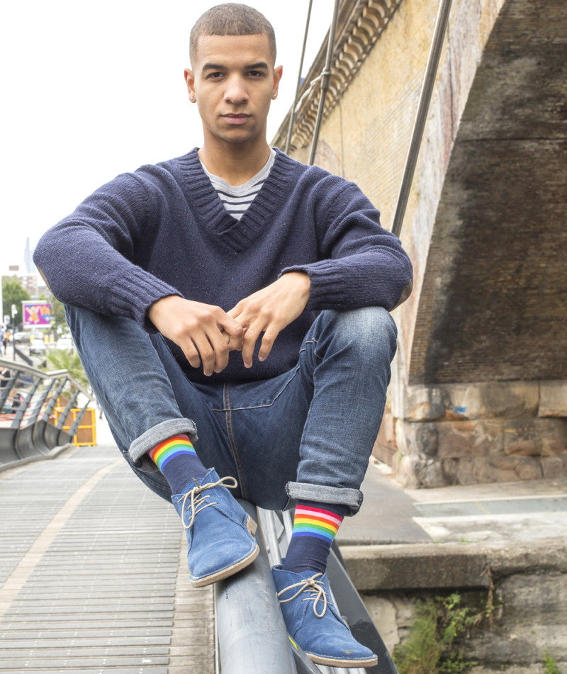 Navy Rainbow Mens Socks