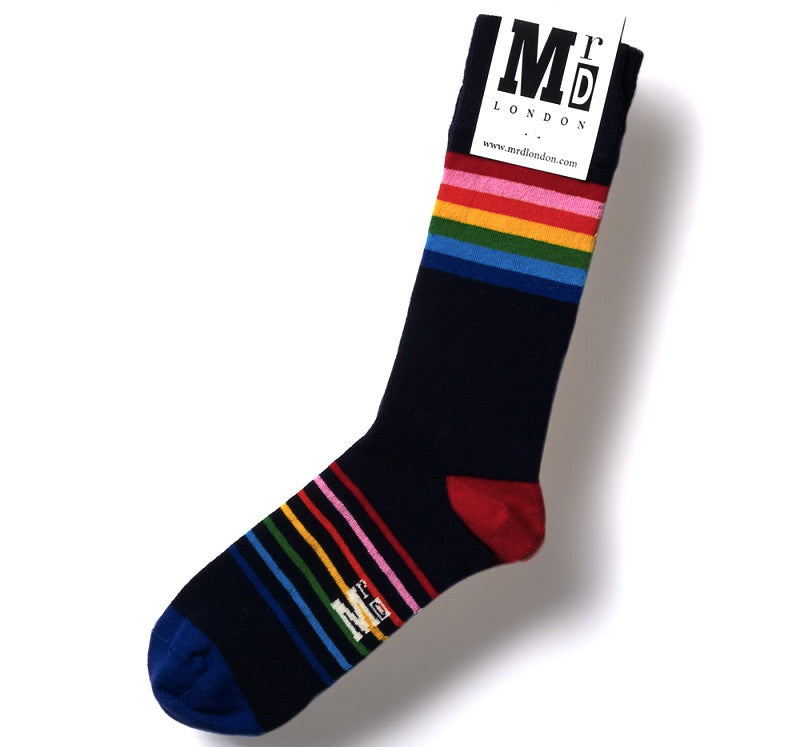 Navy Rainbow Mens Socks