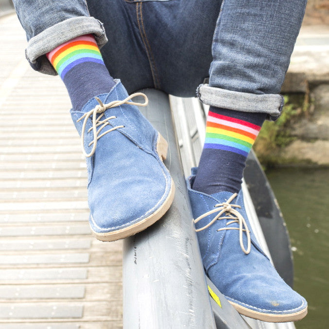 Navy Rainbow Mens Socks