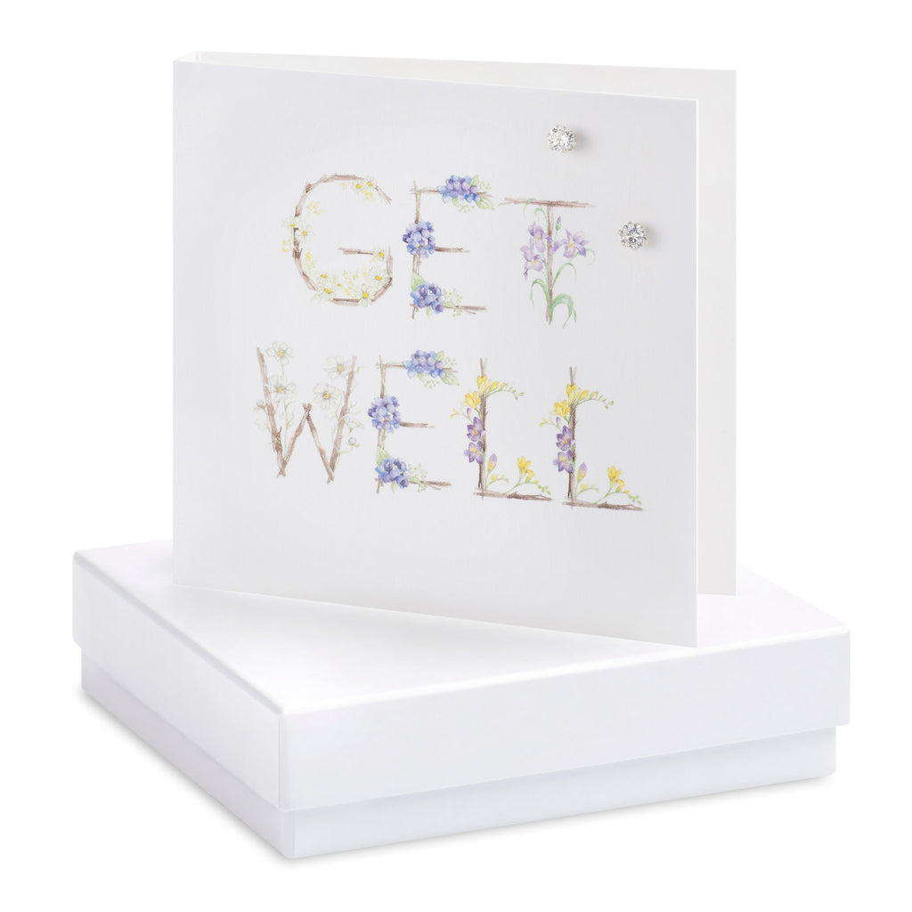 Boxed Get Well Silver Earring Card
