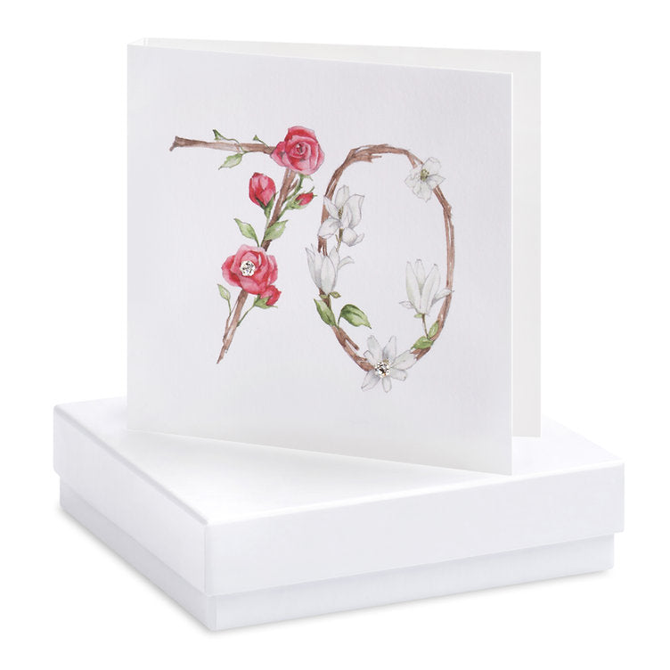 Boxed 70th Birthday Silver Earring Card