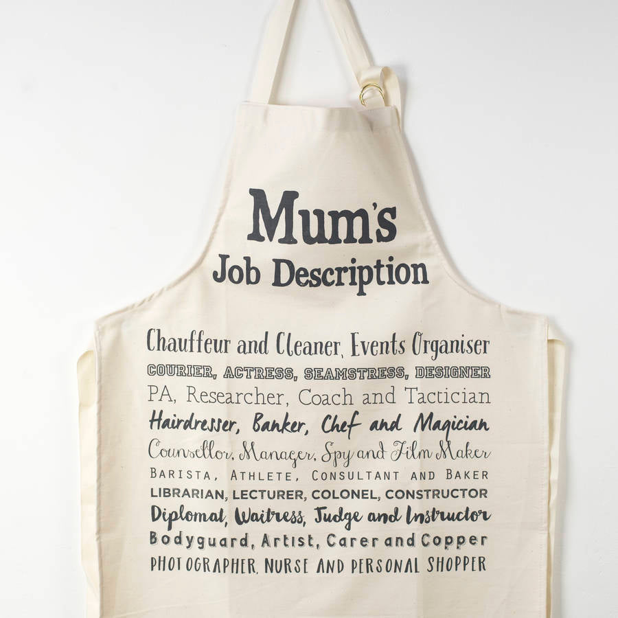 Mum’s Job Description Poem Apron