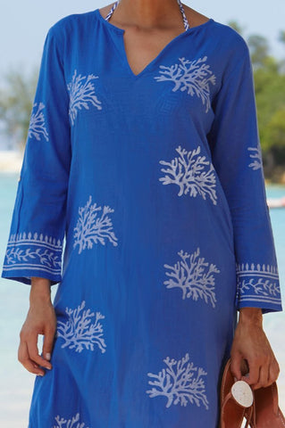 Cobalt Blue & White Guadalupe Organic Cotton Tunic