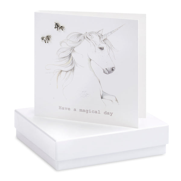 Boxed Unicorn Silver Earring Card