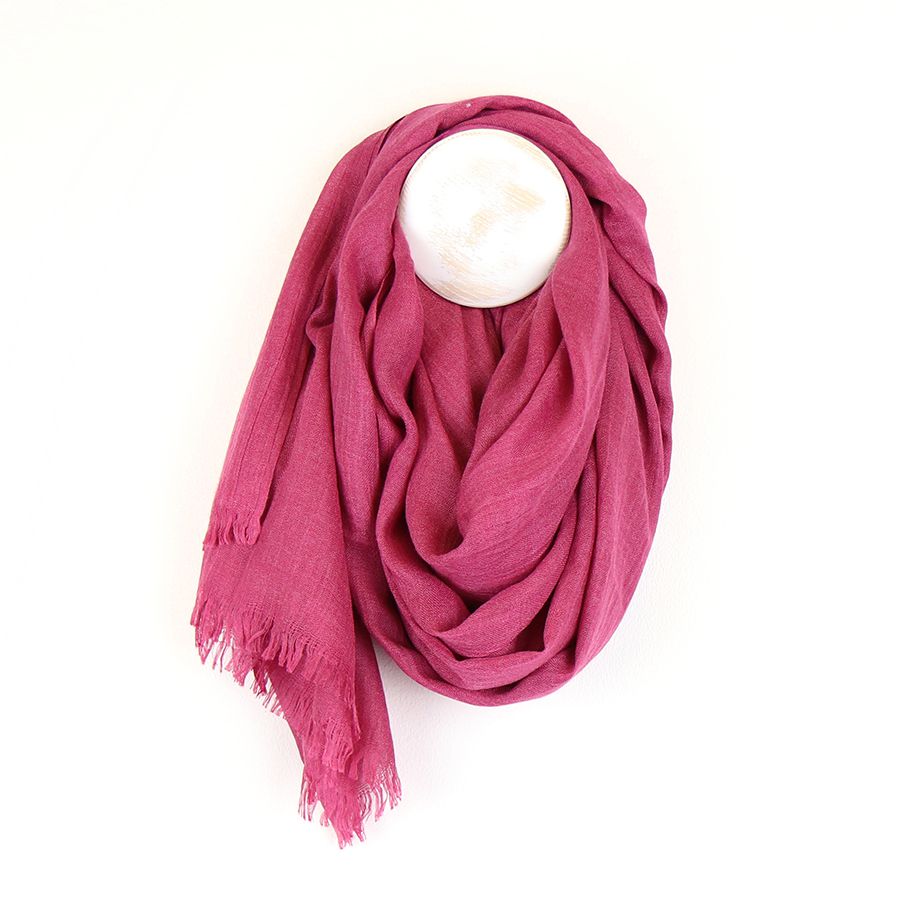 Raspberry Fringed Scarf