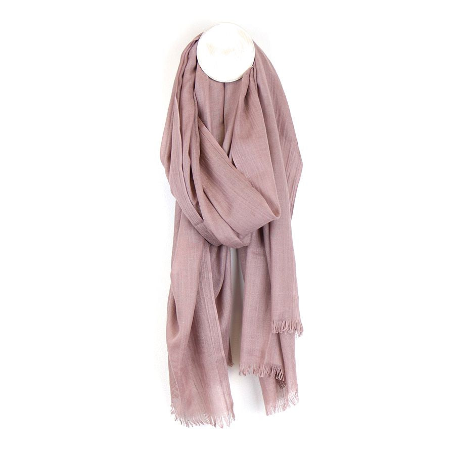 Dusky Pink Fringed Scarf