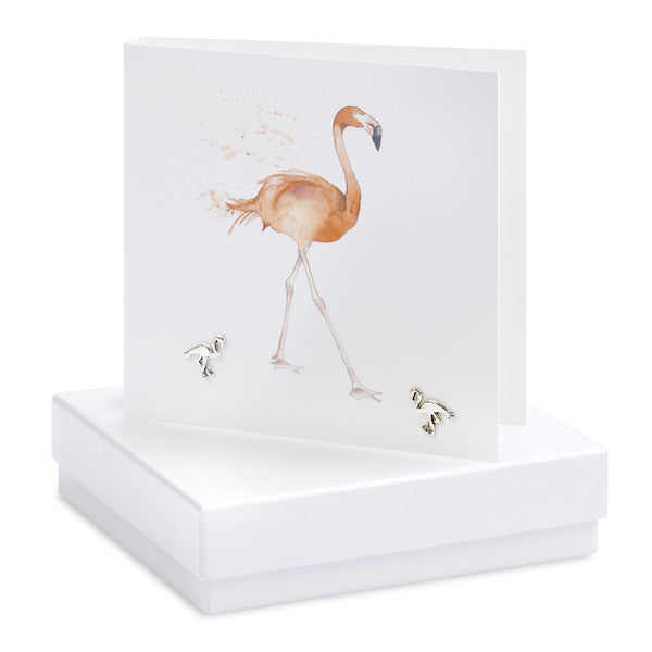 Boxed Flamingo Silver Earring Card