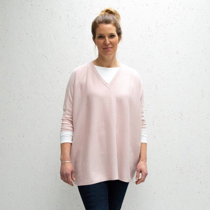 Pink Clara V-Neck Jumper