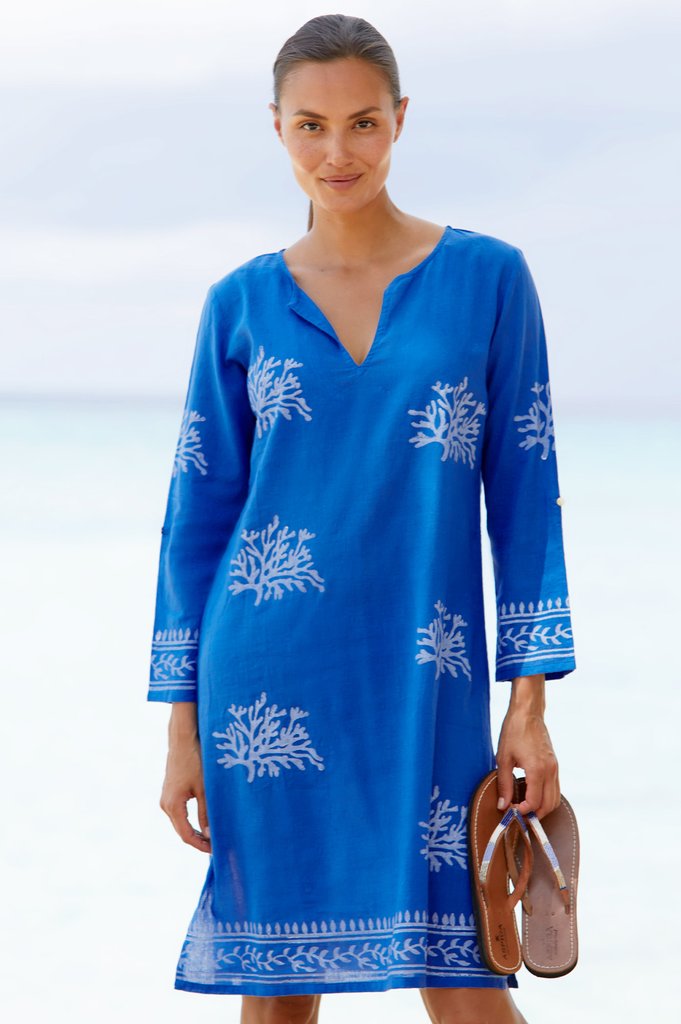 Cobalt Blue & White Guadalupe Organic Cotton Tunic