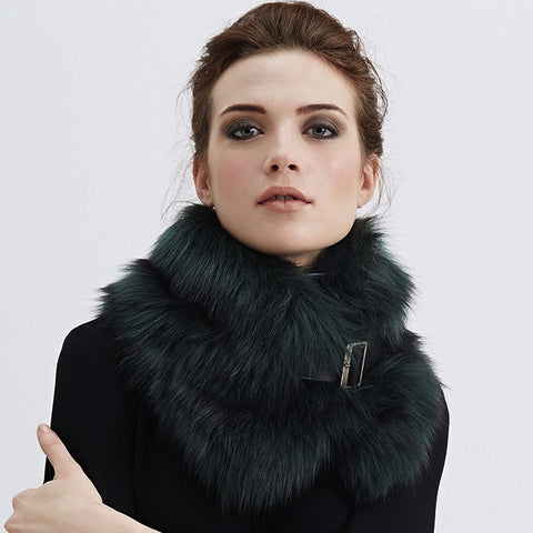 Truffle Faux Fur Buckle Collar