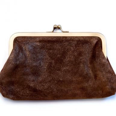 Black Copper Leather Clutch Bag
