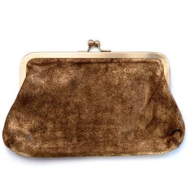 Gold Dust Leather Clutch Bag