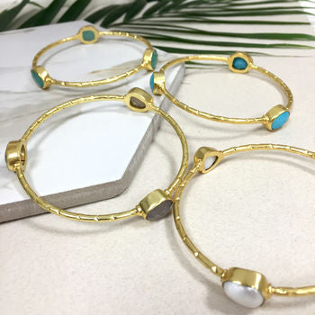 Chunky Pearl Stone Bangle