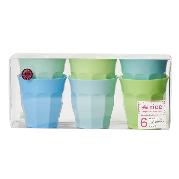 Set of 6 Melamine Blue/Green Neon Cups