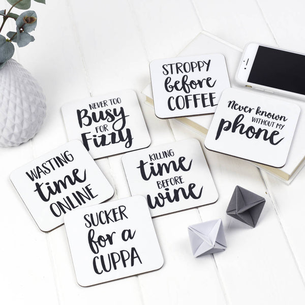 Witty Set of Six Coasters