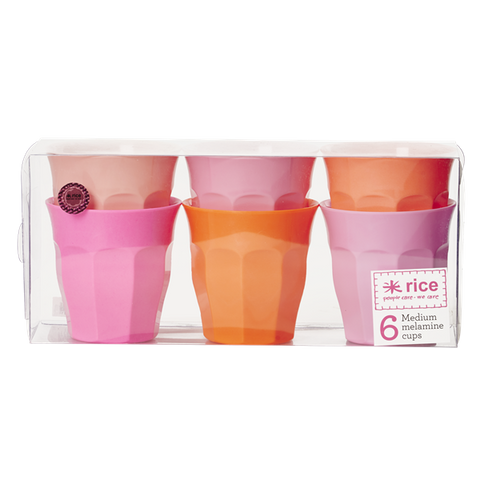 Set of 6 Melamine Pink/Orange Neon Cups