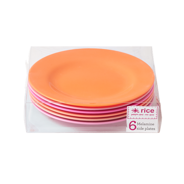 Set of 6 Melamine Pink/Orange Neon Plates