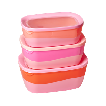 Pink/Orange Rectangular Food Boxes (Set of 3)