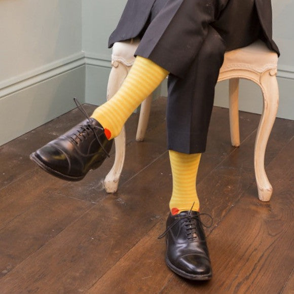 Yellow/Orange Stripe/Spot Fine Mens Socks