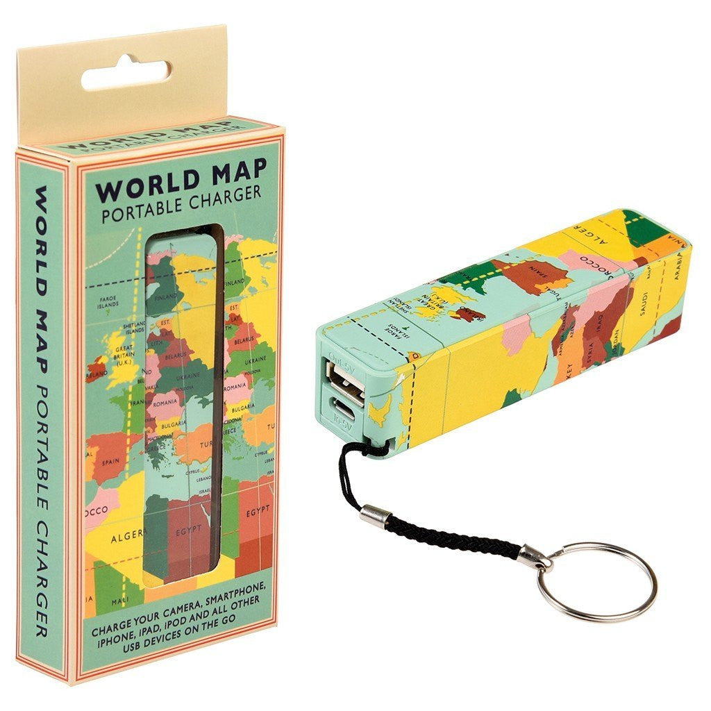 World Map Portable USB Charger