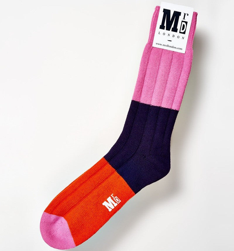Pink Block Chunky Rib Socks