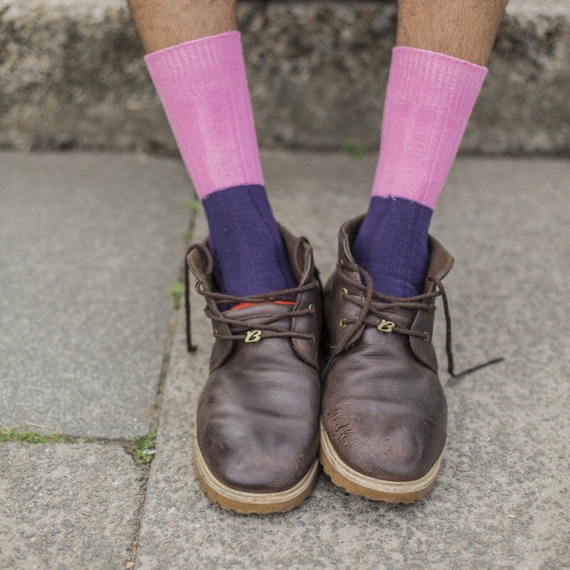 Pink Block Chunky Rib Socks