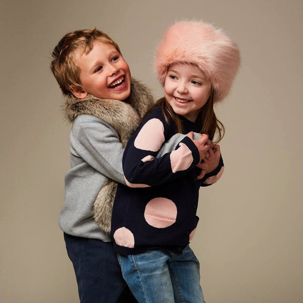 Pink Children's Faux Fur Pillbox Hat