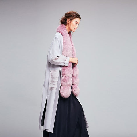 Heather Faux Fur Pom Pom Scarf