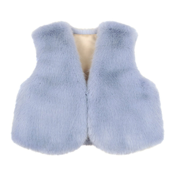 Powder Blue Children's Faux Fur Waistcoat