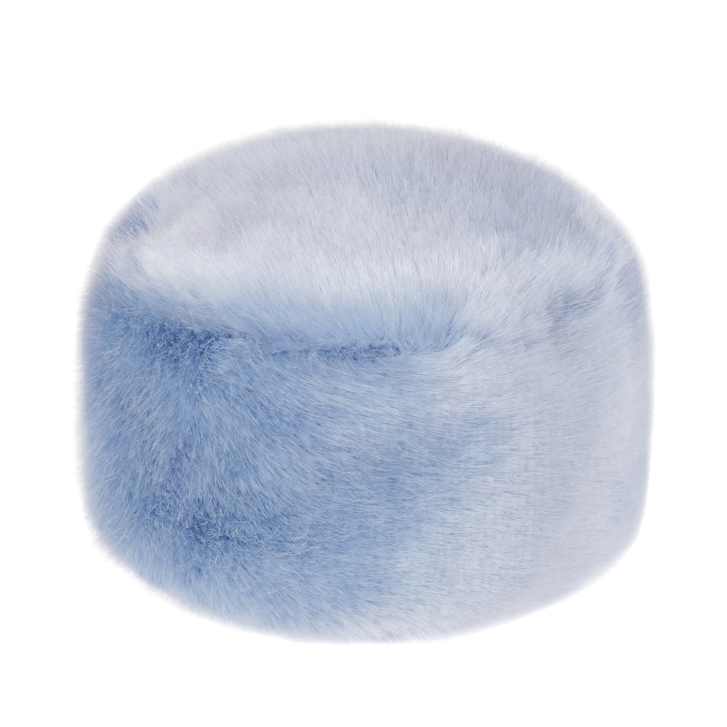 Powder Blue Kids Faux Fur Pillbox Hat