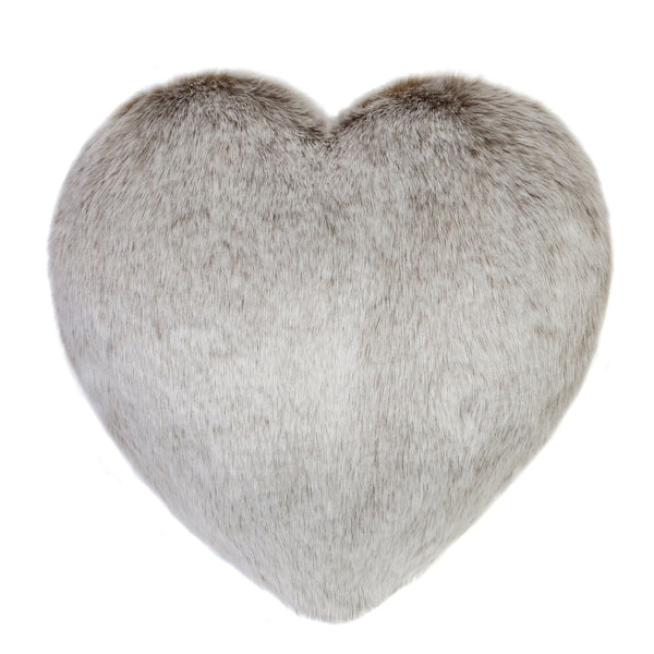 Latte Faux Fur Heart Cushion