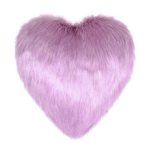 Lilac Faux Fur Heart Cushion