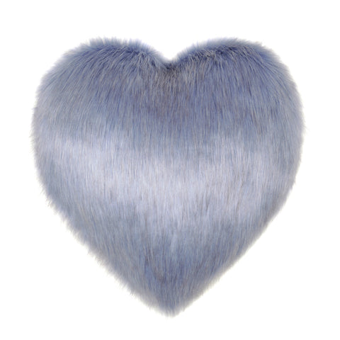 Cornflower Blue Faux Fur Heart Cushion