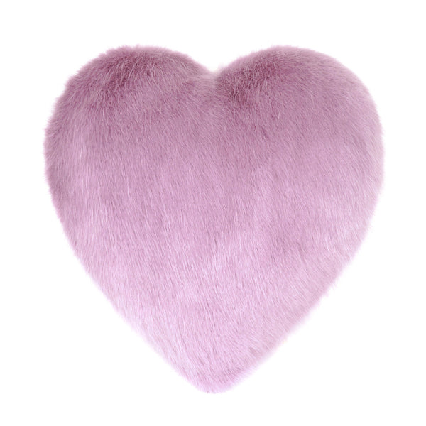 Pink Heather Faux Fur Heart Cushion