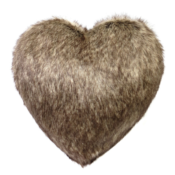 Truffle Faux Fur Boudoir Heart Cushion