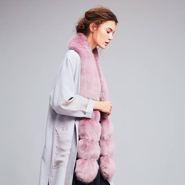 Heather Faux Fur Pom Pom Scarf