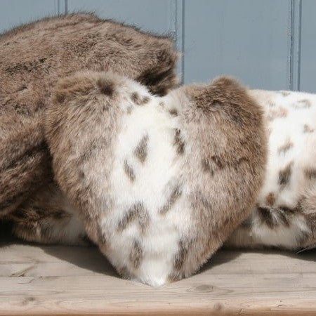 Lynx Faux Fur Heart Cushion
