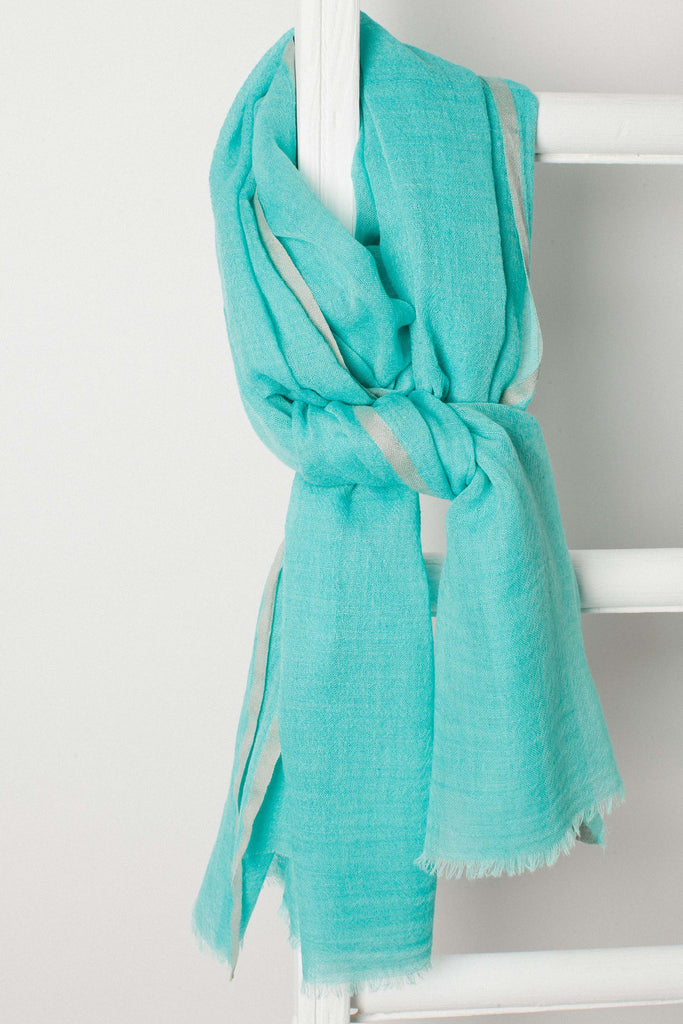 Turquoise Wool & Silk Scarf