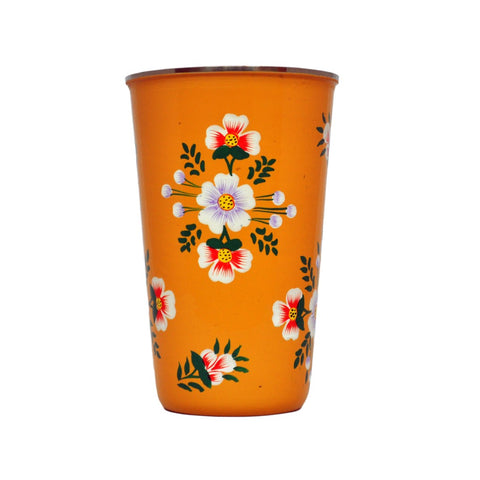 Yellow Tangerine Hand Painted Enamel Tumbler