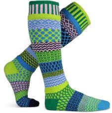 Mismatched Knitted Knee High Socks (Water Lily)