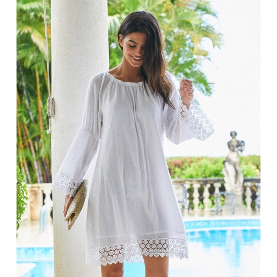 White Cabo Crinkle Lace Dress