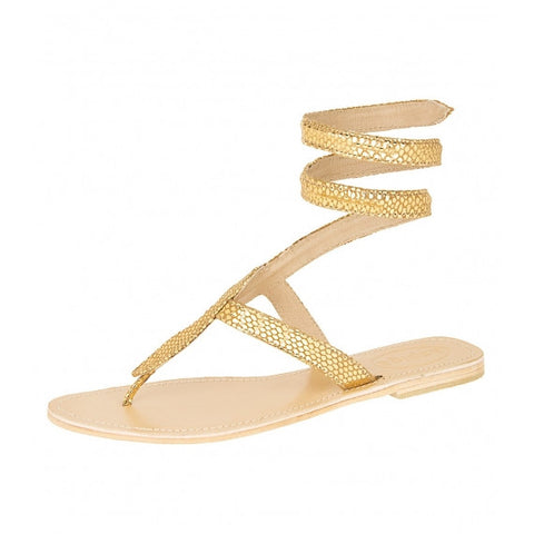 Gold Cobra Natural Leather Sandals