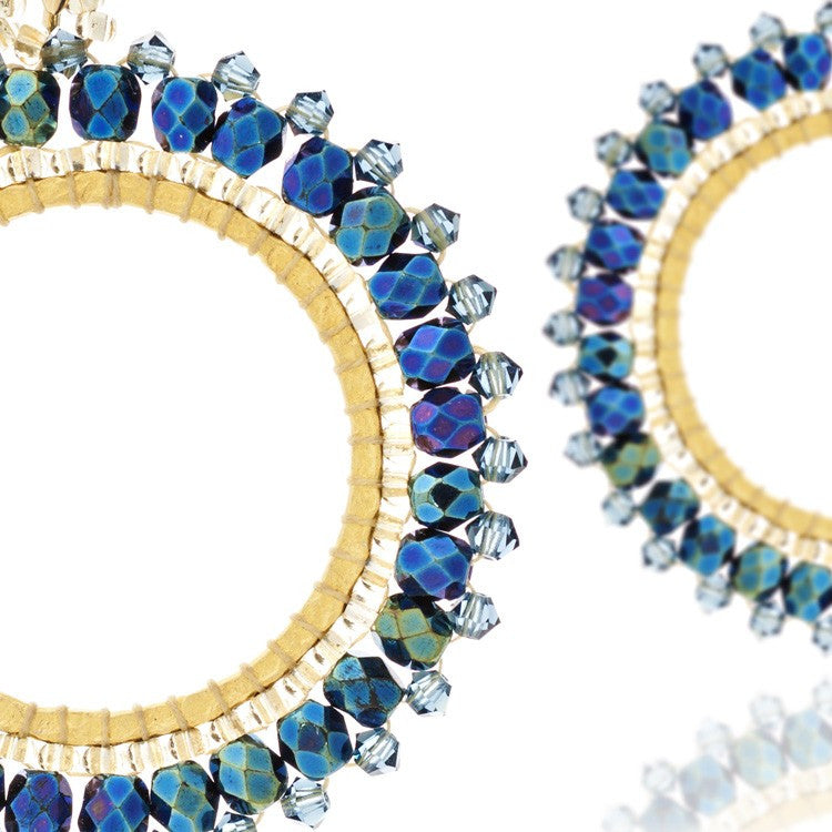 Navy Swarovski Crystal Hoop Earrings