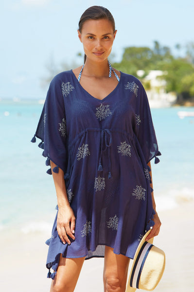 Navy Blue St Kitts Cotton Kaftan