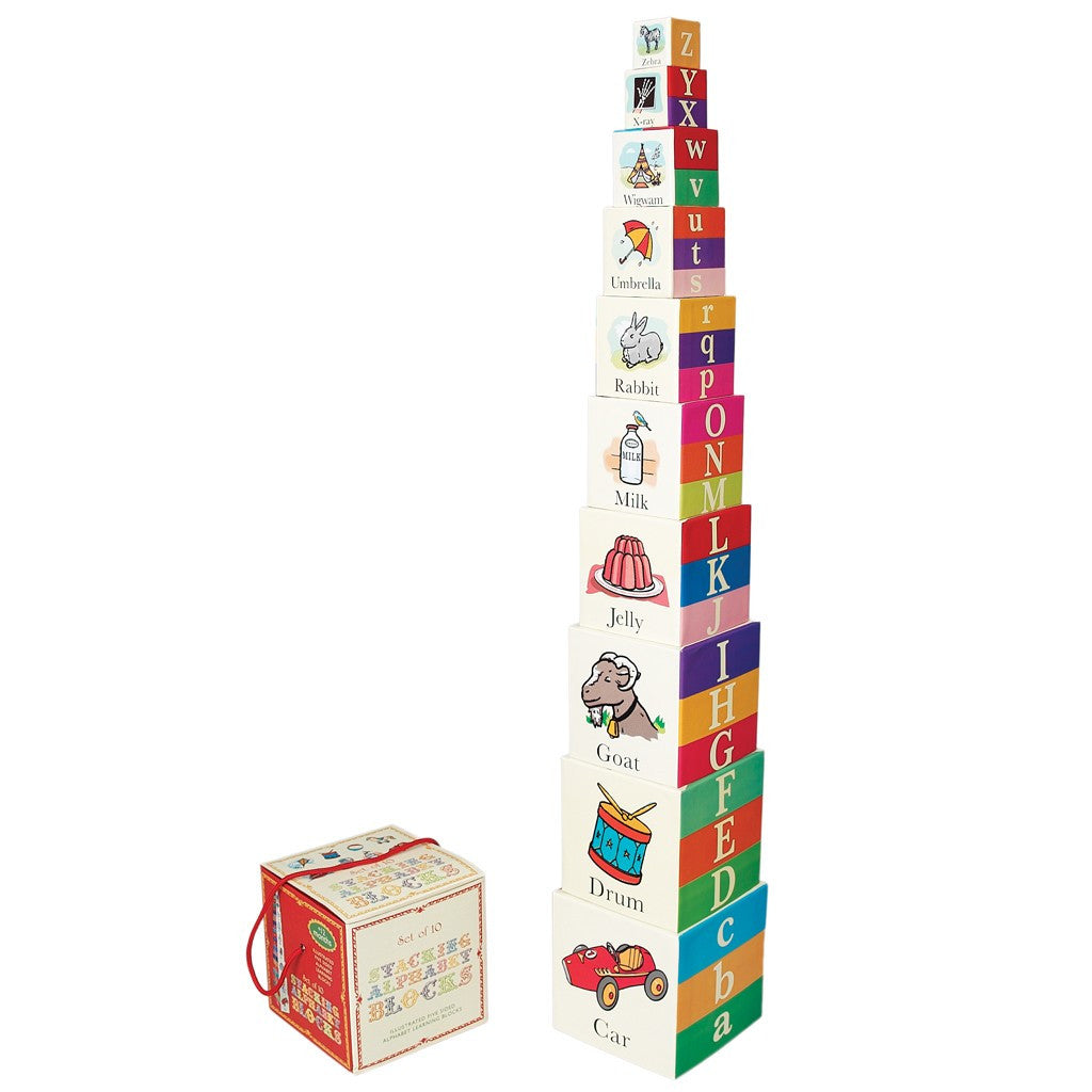 Stackable Alphabet Set of 10 Alphabet Stacking Blocks - Indigo Blue Trading