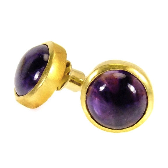 Amethyst Cabochon Stud Earrings